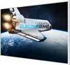 A space shuttle in orbit above Earth, with a logo on its side. Produktbild-Vorschau