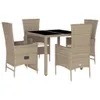 5-tlg. Garten-Essgruppe mit Kissen Beige Poly Rattan Produktbild-Vorschau 1