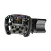 A racing steering wheel and base with pedals, shown from a diagonal angle against a white background. Produktbild-Vorschau