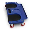 A blue mechanic's creeper with red wheels and black padding, shown from a slightly elevated angle on a white background. Produktbild-Vorschau