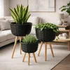 Blumentopf 3er Set Rattan Pflanztopf Blumenkasten Produktbild-Vorschau 2