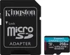 A Kingston MicroSD adapter and a Kingston MicroSD card are shown side-by-side on a white background. Voir les images du produit