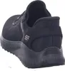 A black Skechers Bobs Squad Chaos sneaker shown from the back-left. Produktbild-Vorschau