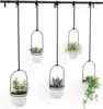 Five hanging planters with different plants are displayed against a white background. Podgląd zdjęcia produktu