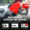 A hand holding a red fuel nozzle while refueling a car. Podgląd zdjęcia produktu