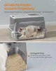 A cat using a litter box, with close-up views of its features. Produktbild-Vorschau