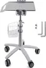 A medical cart with a tray, basket, and wheels, shown against a white background. Produktbild-Vorschau