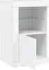 A white cabinet with a glass shelf and an open door. Produktbild-Vorschau