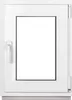 A white window frame with a clear glass pane, set against a white background. Produktbild-Vorschau