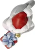 A ceramic figurine of a cat wearing a Santa hat and holding a gift. Produktbild-Vorschau