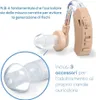 A close-up of a hearing aid with text overlays and a magnified view of an ear tip. Produktbild-Vorschau