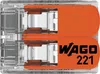 A close-up, top-down view of a Wago 221 COMPACT connector. Podgląd zdjęcia produktu