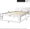 A diagram of a white bed frame with dimensions indicated by lines and numbers. Náhled obrázku produktu