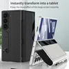 A folded phone case is shown next to a phone that is opened like a book, displaying a screen. Anteprima dell’immagine prodotto