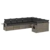 9-tlg. Garten-Sofagarnitur mit Kissen Grau Poly Rattan Produktbild-Vorschau 1