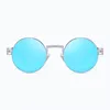 Sonnenbrille runde blaue Gläser Silber Retro Vintage Produktbild-Vorschau 2