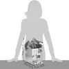 A silhouette of a person is shown behind a metal house figurine with dimensions indicated by text overlays. Náhľad obrázku produktu