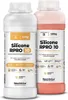 Two bottles of silicone rubber for mold making are shown side-by-side against a white background. Anteprima dell’immagine prodotto