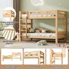 A collage of images showcasing a wooden bunk bed, its features, and details. Anteprima dell’immagine prodotto