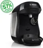 A black Bosch Tassimo coffee machine is shown from a three-quarter angle against a white background. Produktbild-Vorschau