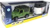 A toy Land Rover Defender with a horse trailer and horse, displayed in its retail packaging. Produktbild-Vorschau