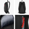 A collage of four images showing different views of a black backpack. Produktbild-Vorschau