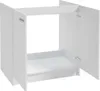 A white cabinet with two doors, one of which is open, showing the interior. It appears to be a sink cabinet or a base cabinet for a kitchen or bathroom. Voir les images du produit