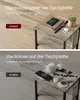 Two split images showing a side table with electronics on top, one with the power outlet hidden underneath and the other with it on top. Produktbild-Vorschau