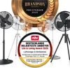 A collection of stand fans and a marketing graphic with award information. Voir les images du produit