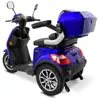 A blue electric trike scooter shown from a rear-diagonal angle on a white background. Produktbild-Vorschau