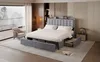 Boxspringbed - 160 x 200 cm, grijs, linnen en metaal, met Productafbeelding-voorbeeld 17