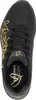 A top-down view of a black Skechers sneaker with gold accents. Voir les images du produit