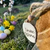 Holz Osterhase mit Osterei „Frohe Ostern“ – Natur pur für Produktbild-Vorschau 2