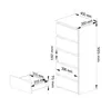 A technical drawing with dimensions of a chest of drawers. Produktbild-Vorschau