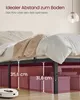 A bed frame with storage boxes underneath, illustrating the available space. Produktbild-Vorschau