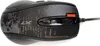 A close-up, side view of a black gaming mouse with a textured pattern and red accents. Anteprima dell’immagine prodotto