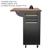 A black kitchen island with a brown countertop, shown with text indicating weight capacity. Anteprima dell’immagine prodotto