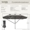 A diagram and technical specifications for a large outdoor umbrella. Náhled obrázku produktu