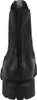 The back view of a black leather Chelsea boot with a thick sole. Voir les images du produit