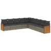 9-tlg. Garten-Sofagarnitur mit Kissen Grau Poly Rattan Produktbild-Vorschau 1
