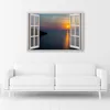 Leinwandbild fenster - sonnenuntergang über der bucht 60x40 Produktbild-Vorschau 2