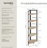 A diagram showing the dimensions and technical specifications of a corner shelf unit. Náhled obrázku produktu