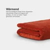 A folded blanket is shown on a plain background, with marketing text describing its warmth. Náhled obrázku produktu