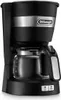 A black DeLonghi coffee maker with a glass carafe. Anteprima dell’immagine prodotto