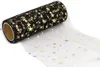 tüllstoff tüllband tüllrolle schleifenband glitzertüll dekostoff transparent zum basteln goldsterne schwarz 15 cm 9 m Produktbild-Vorschau