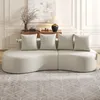 Leinenstoff Sofa Beige Couch mit 4 Kissen Polstersofa Produktbild-Vorschau 10