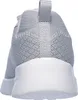 The back view of a gray Skechers sneaker with a white sole. Produktbild-Vorschau