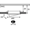A technical drawing showing dimensions and angles for an installation. Produktbild-Vorschau
