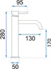 A technical drawing of a faucet with dimensions indicated. Náhľad obrázku produktu