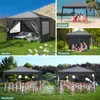 Collage of images showing a pop-up gazebo used in different settings: garden, beach, picnic, and wedding. Produktbild-Vorschau